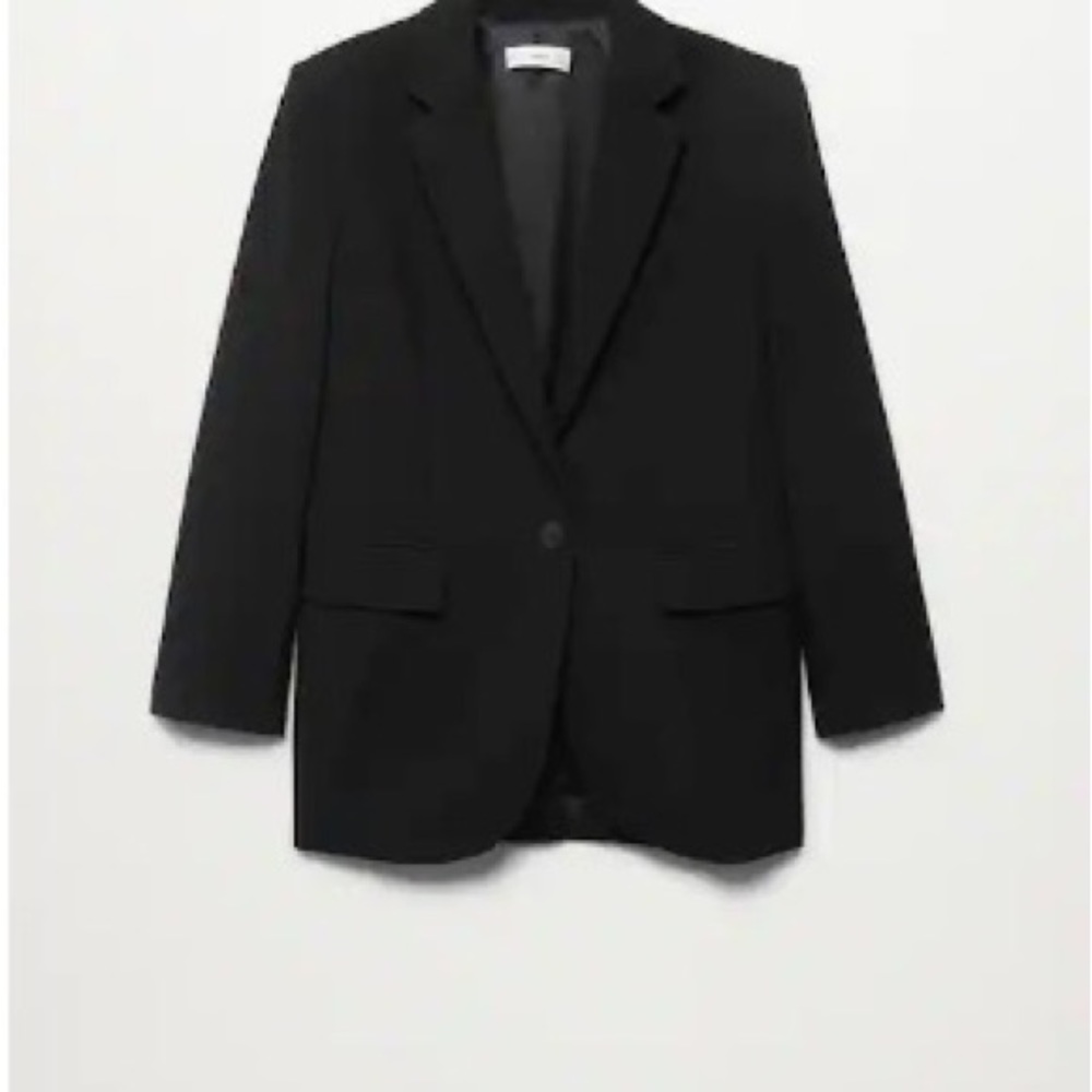 Mango Pocket Oversize Black Blazer